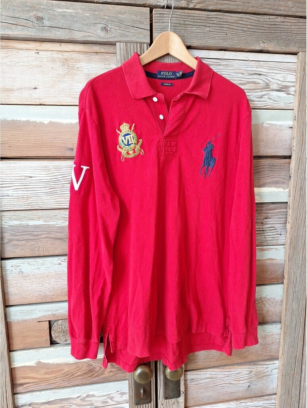Vintage Polo Ralph Lauren Rugby Custom Fit Polo Shirt Mens XL Red